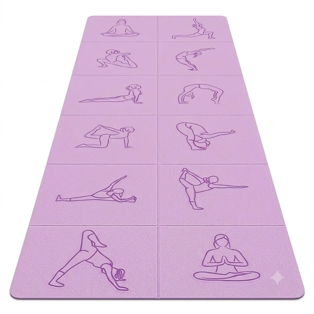 Paarse opvouwbare Pilates mat yoga mat unisex 183 x 61 cm 4 mm dik antislip TPE