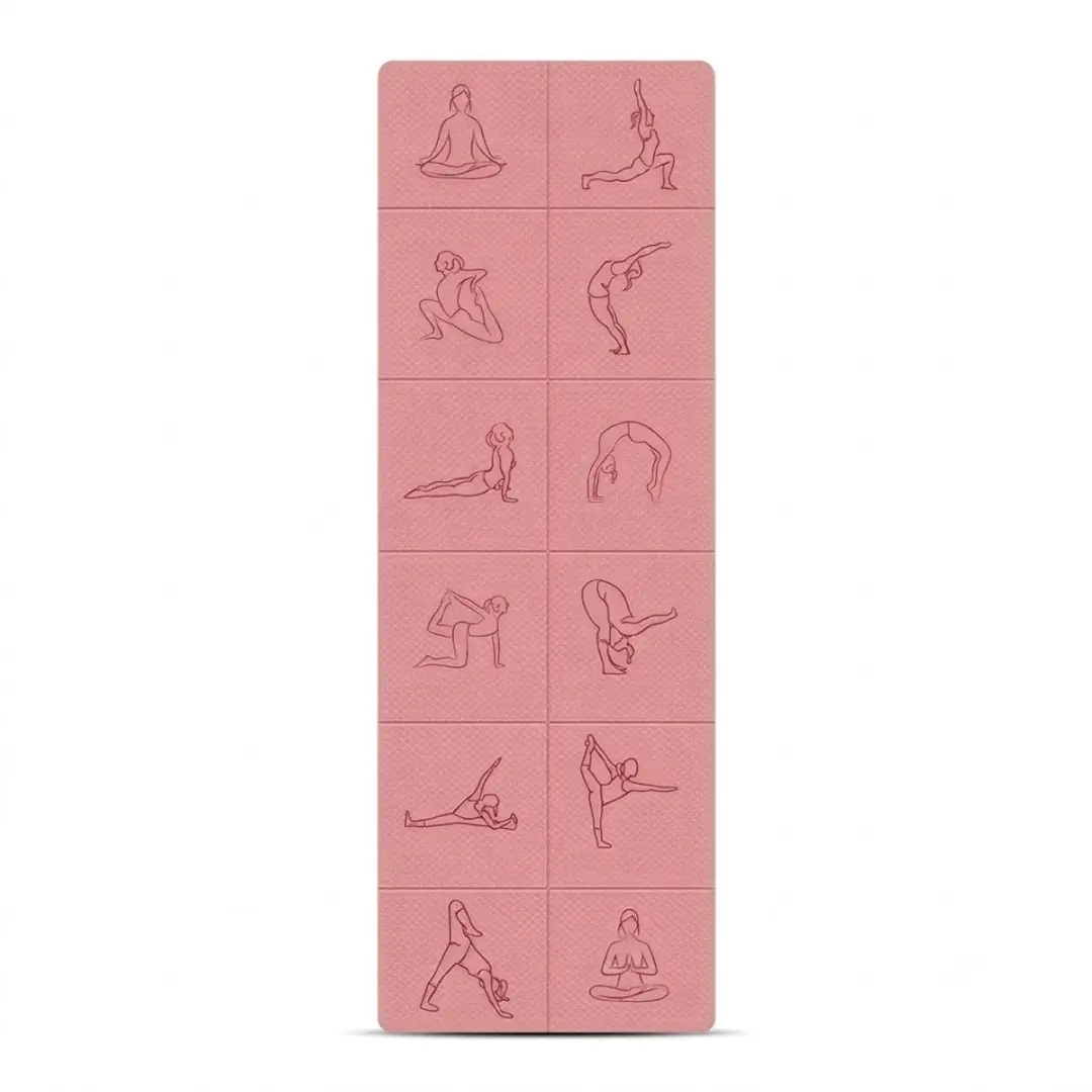 Roze opvouwbare Pilates mat yoga mat unisex 183 x 61 cm 4 mm dik antislip TPE fi