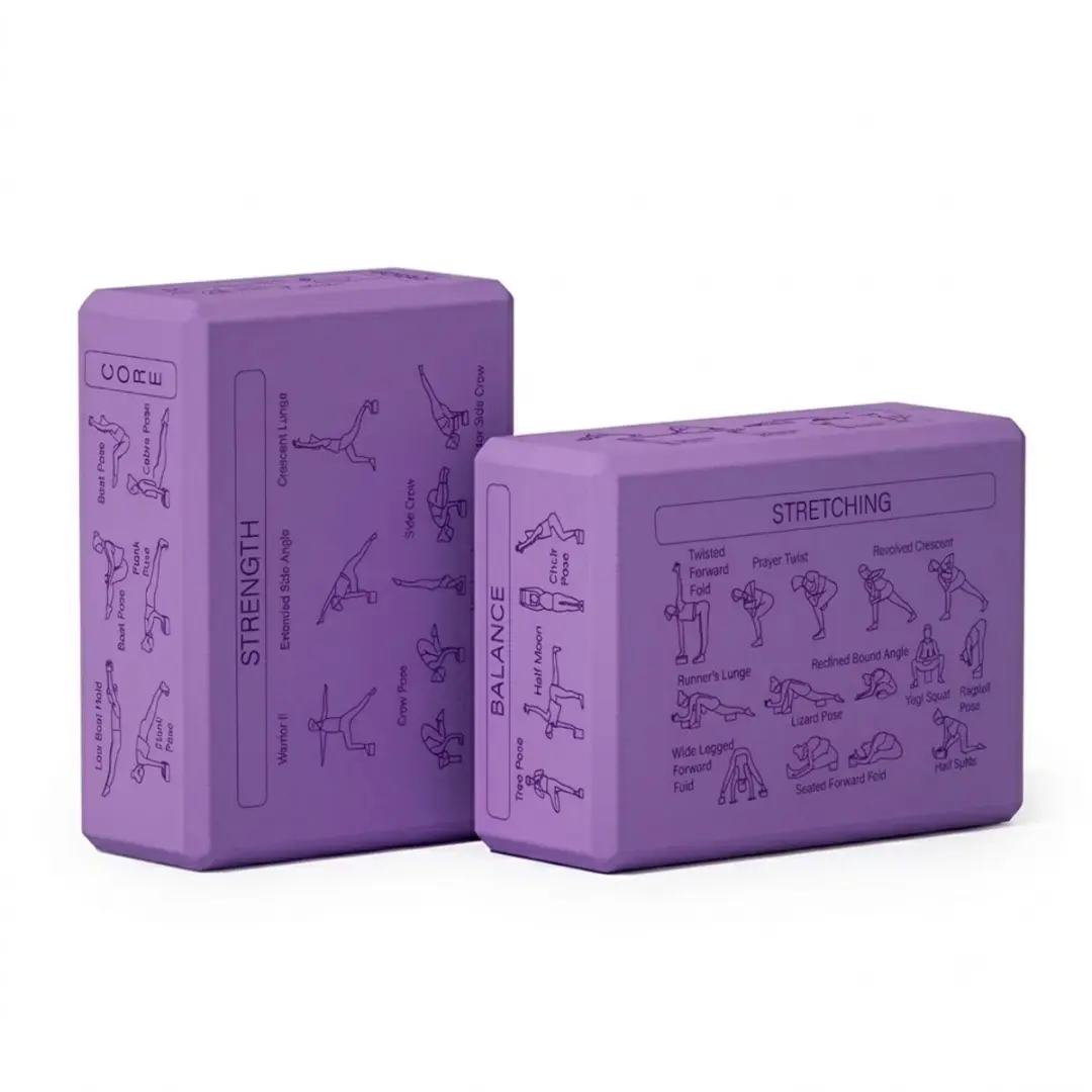 Paarse Pilates blokken yoga blokken set unisex 2 delig EVA schuim antislip yogab