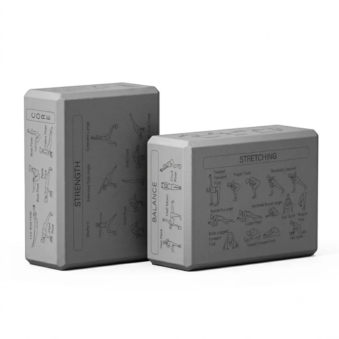 Grijze Pilates blokken yoga blokken set unisex 2 delig EVA schuim antislip yogab