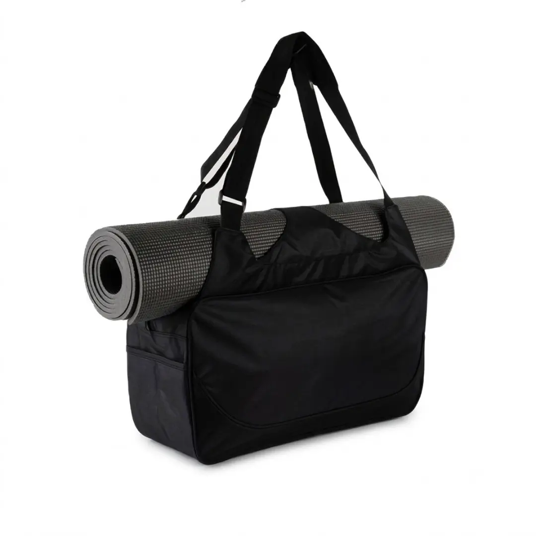 Zwarte sporttas dames en heren rechthoekige grote capaciteit yoga tas fitness ta