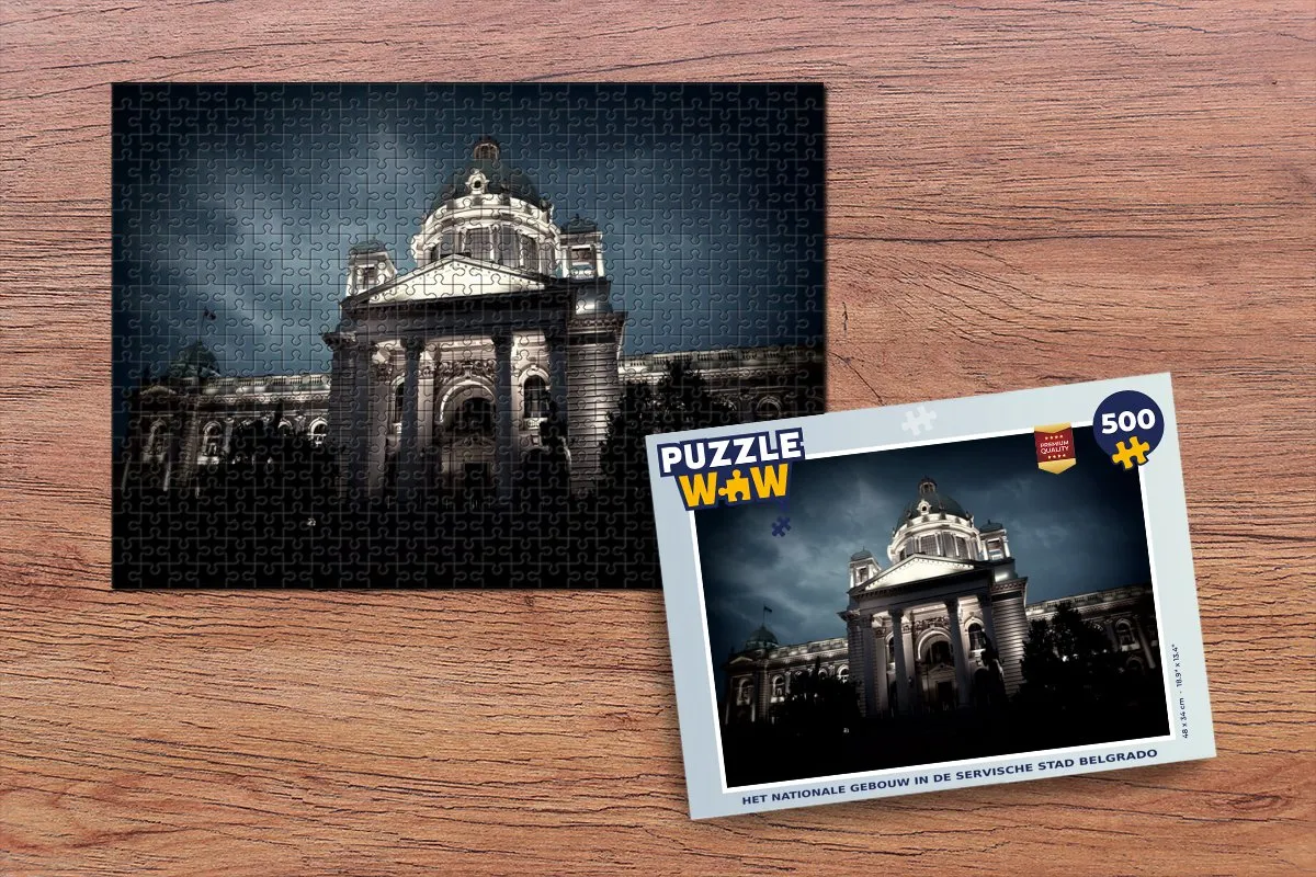 PuzzleWow Het Nationale Gebouw Belgrado Legpuzzel 500 Stuks - Multicolor