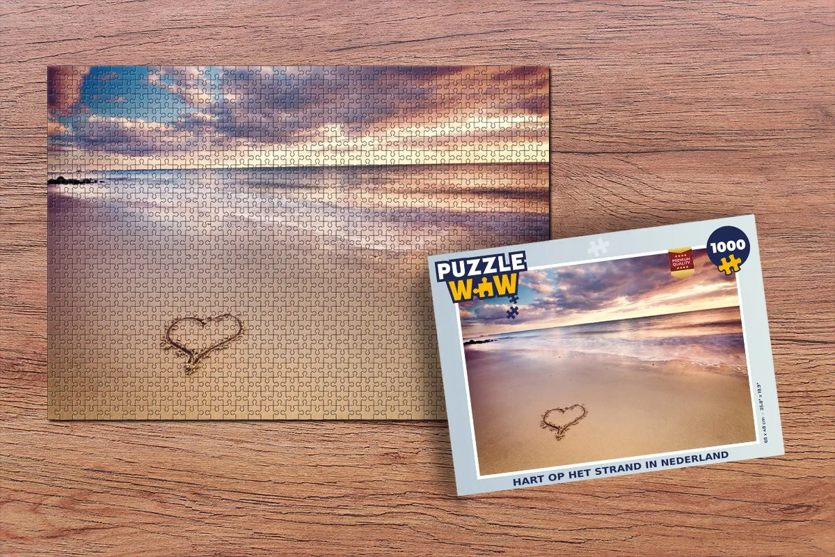 PuzzleWow Legpuzzel Hart op het strand 1000 Stuks - Multicolor