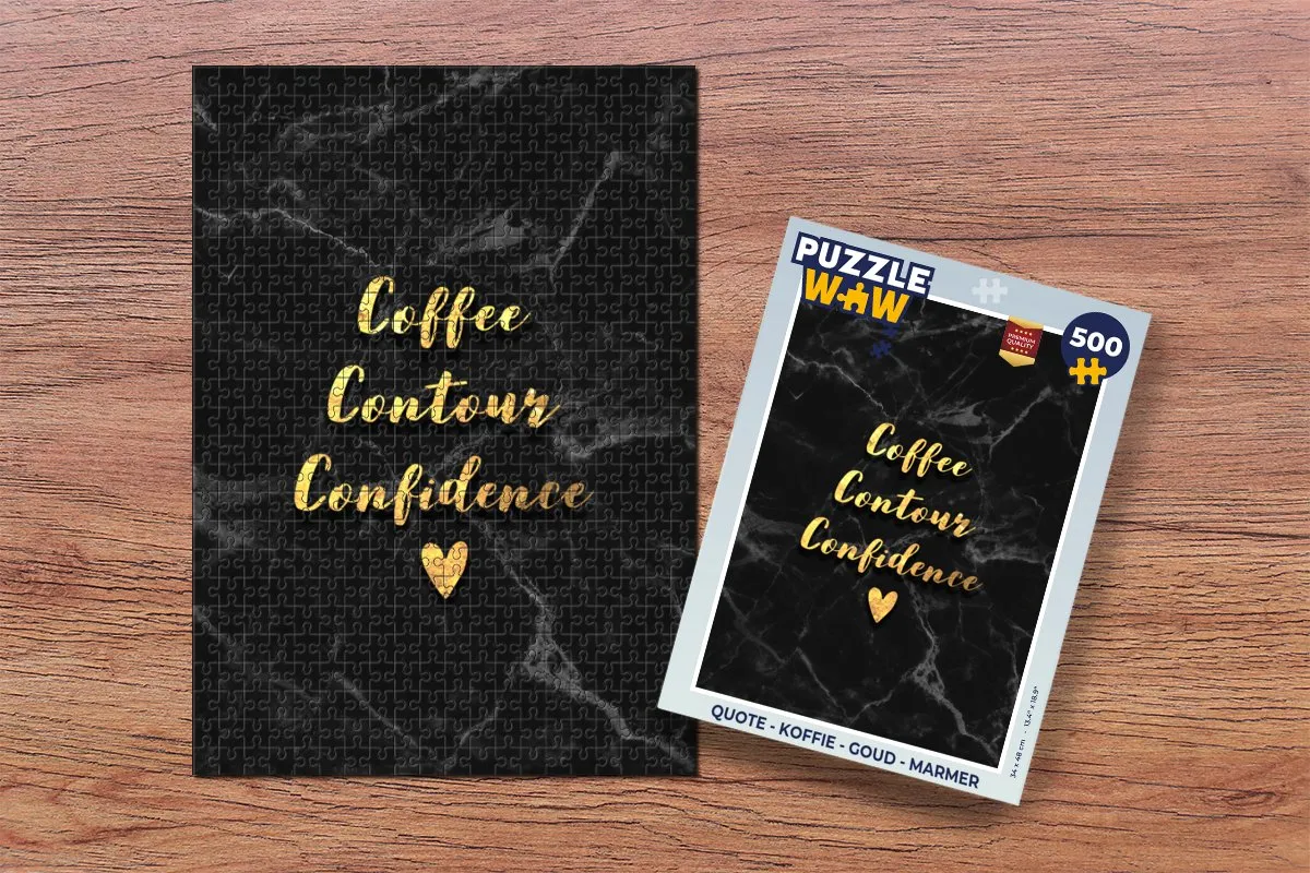 PuzzleWow Quote Koffie Legpuzzel 500 Stuks - Goud/Marmer - MPN 7435051299203