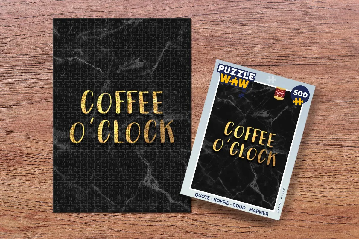 PuzzleWow Quote Koffie Legpuzzel 500 Stuks - Goud/Marmer - MPN 7435051299203