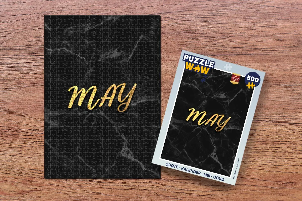 PuzzleWow Quote Kalender Mei Legpuzzel 500 Stuks - Goud