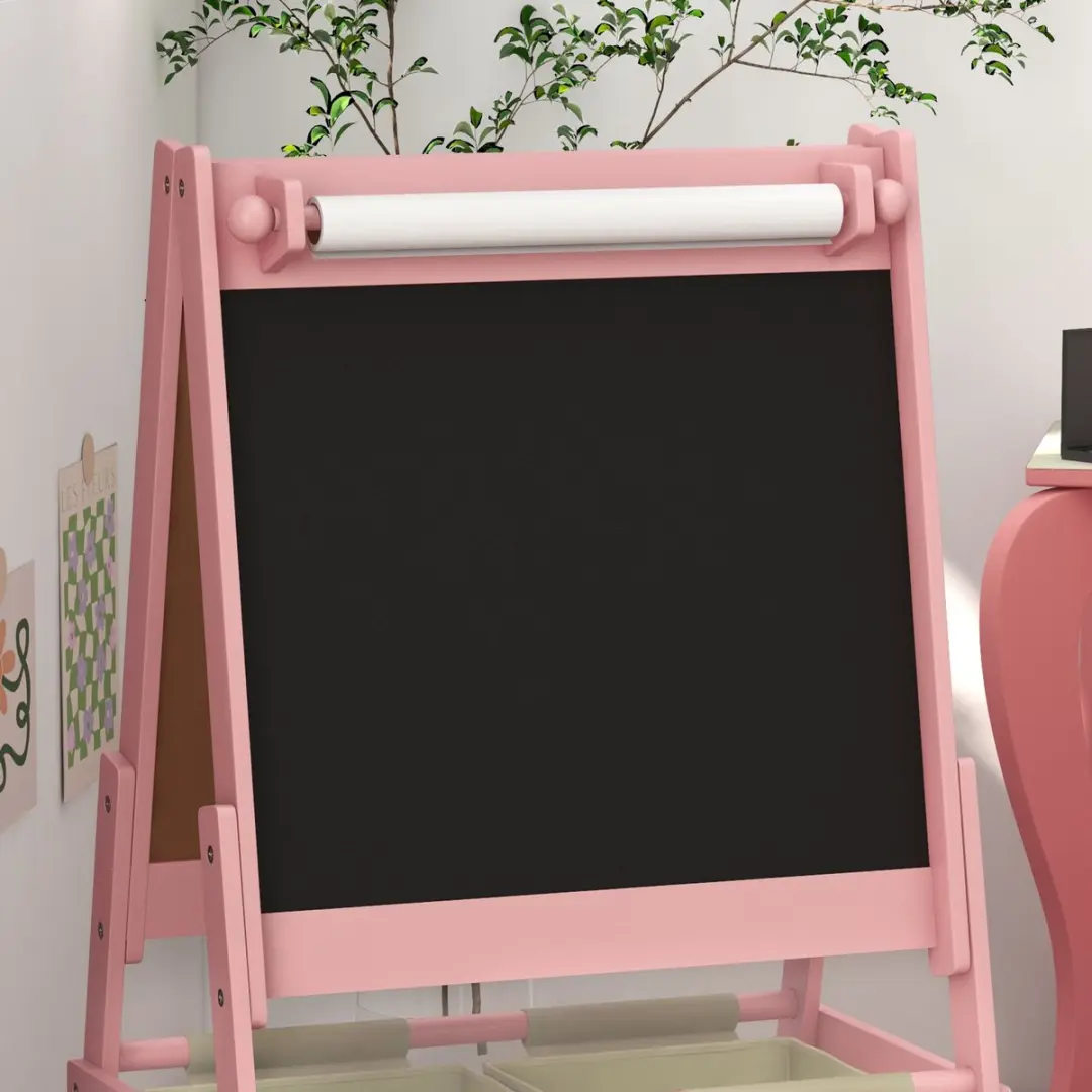 AIYAPLAY Kinderstaffel MDF Roze - 54x46,5x93cm - afbeelding 2 van 6