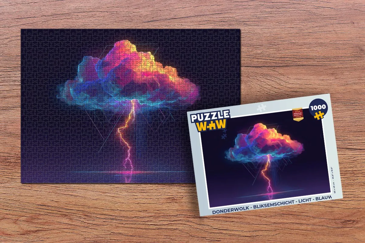 PuzzleWow Donderwolk Legpuzzel 1000 Stuks - Blauw