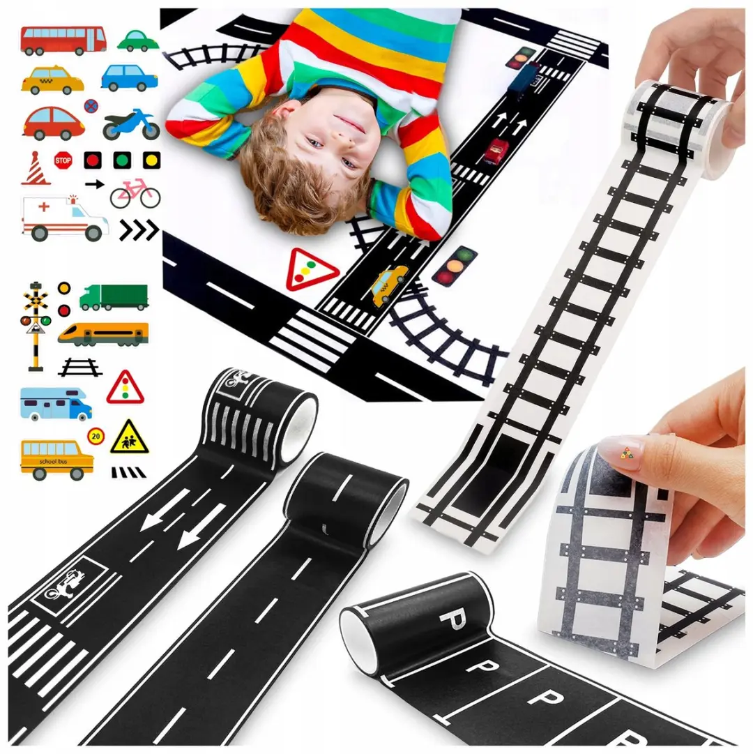 Zelfklevende Weg & Trein Banen Stickers voor Kinderen