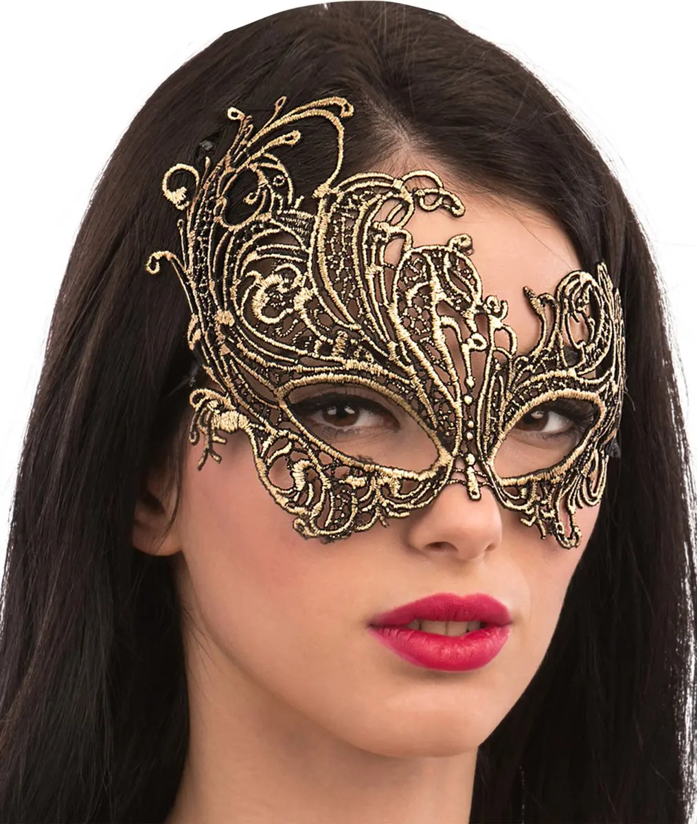 Carnival Toys Verkleedmasker Classic Dames Textiel Goud One-size
