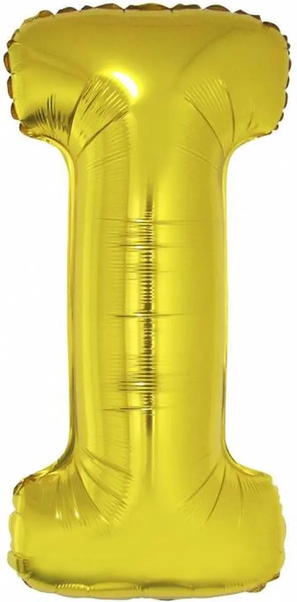 Folie Ballon Letter I Goud 41cm met Rietje