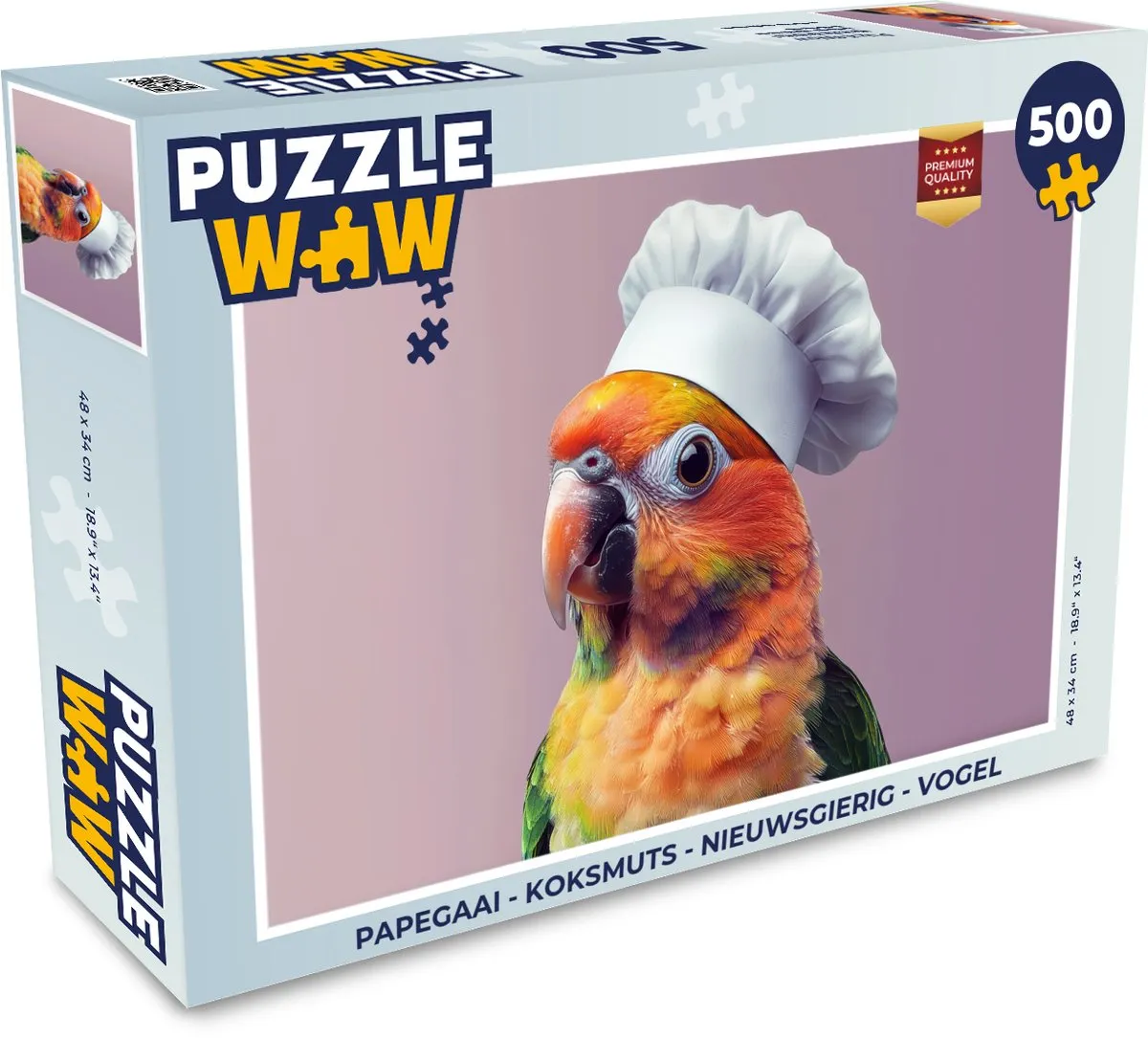 PuzzleWow Papegaai Koksmuts Legpuzzel 500 Stuks