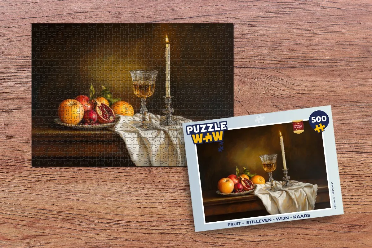 PuzzleWow Fruit Stilleven Legpuzzel 500 Stuks - Kaars - MPN 8721169393391