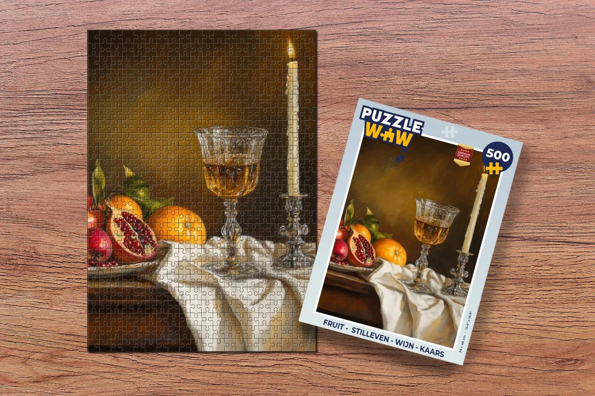 PuzzleWow Fruit Stilleven Legpuzzel 500 Stuks - Kaars - MPN 8721169393391