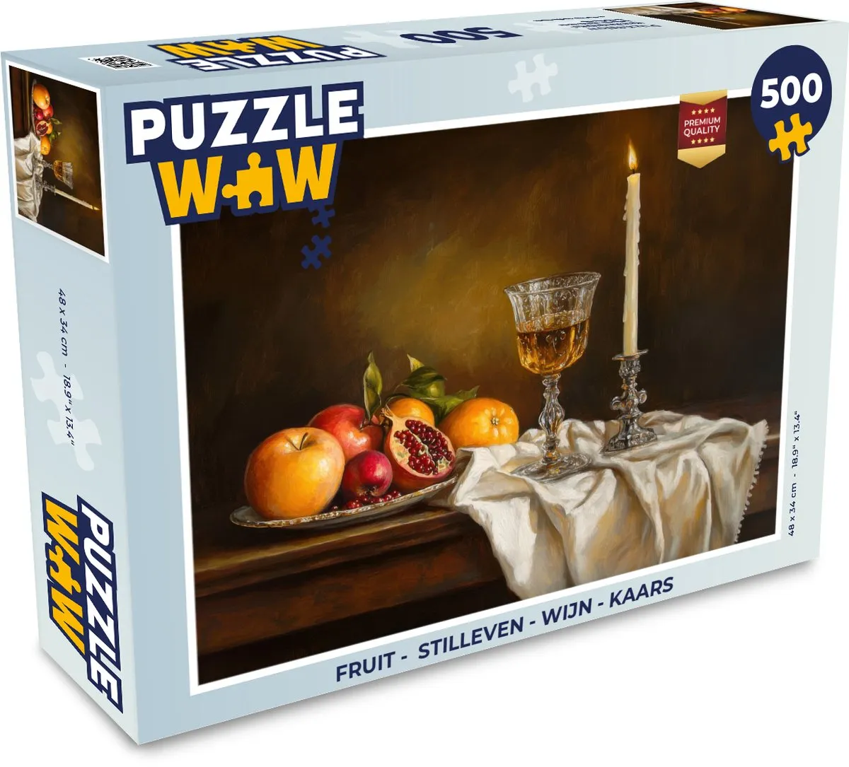 PuzzleWow Fruit Stilleven Legpuzzel 500 Stuks - Kaars - MPN 8721169393391