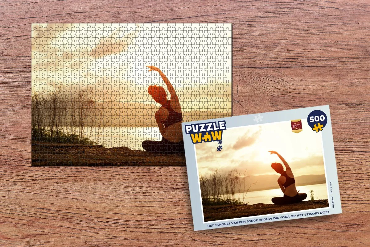 PuzzleWow Yoga op het Strand Legpuzzel 500 Stuks - Multicolor