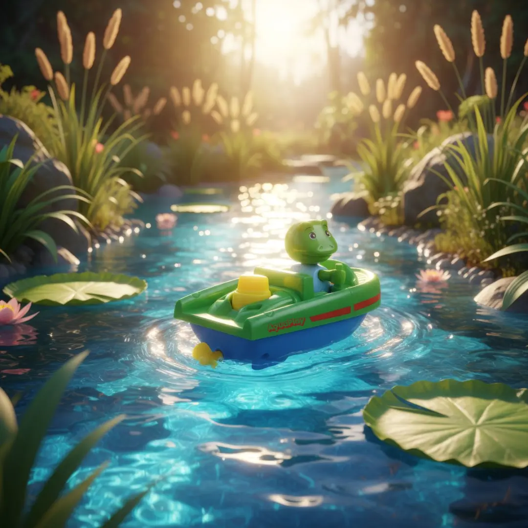 Aquaplay - waterbaanaccessoire - sportboot met kikker - badspeelgoed - groen