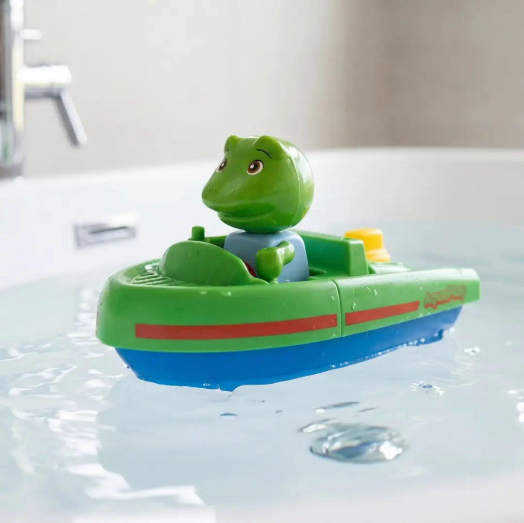 Aquaplay - waterbaanaccessoire - sportboot met kikker - badspeelgoed - groen