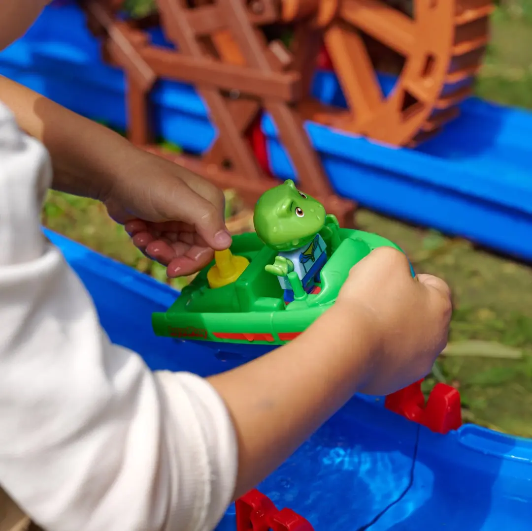 Aquaplay - waterbaanaccessoire - sportboot met kikker - badspeelgoed - groen