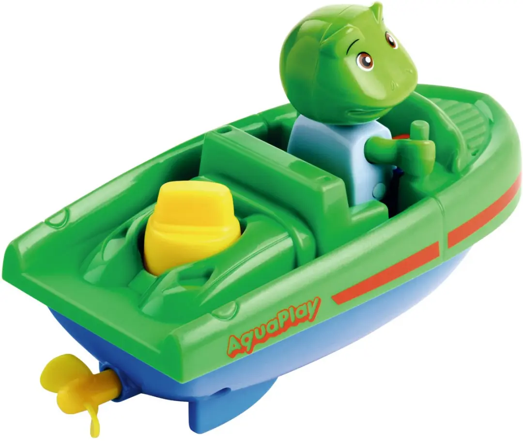 Aquaplay - waterbaanaccessoire - sportboot met kikker - badspeelgoed - groen