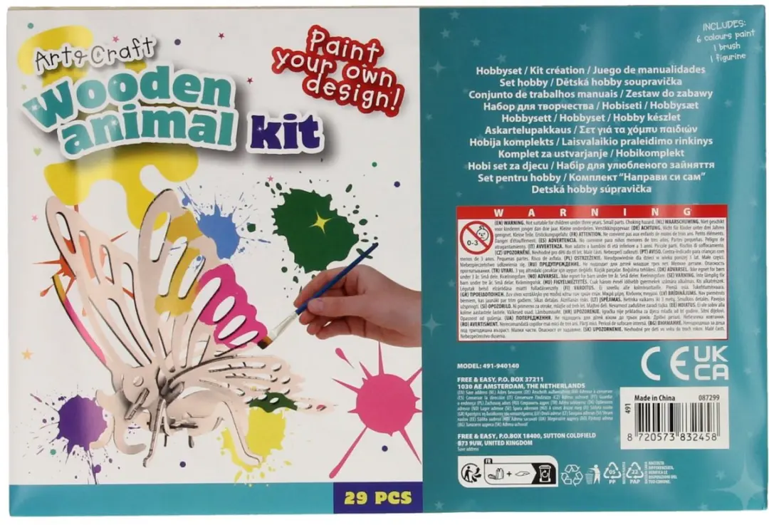 Houten bouwpakket krokodil knutselset schilderen creatief speelgoed.