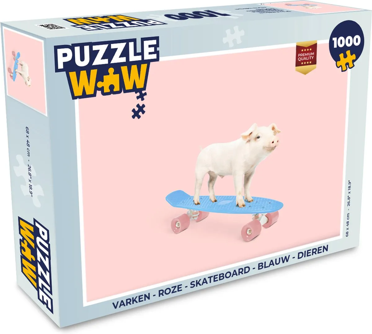 PuzzleWow Varken Skateboard Legpuzzel 1000 Stuks - Multicolor