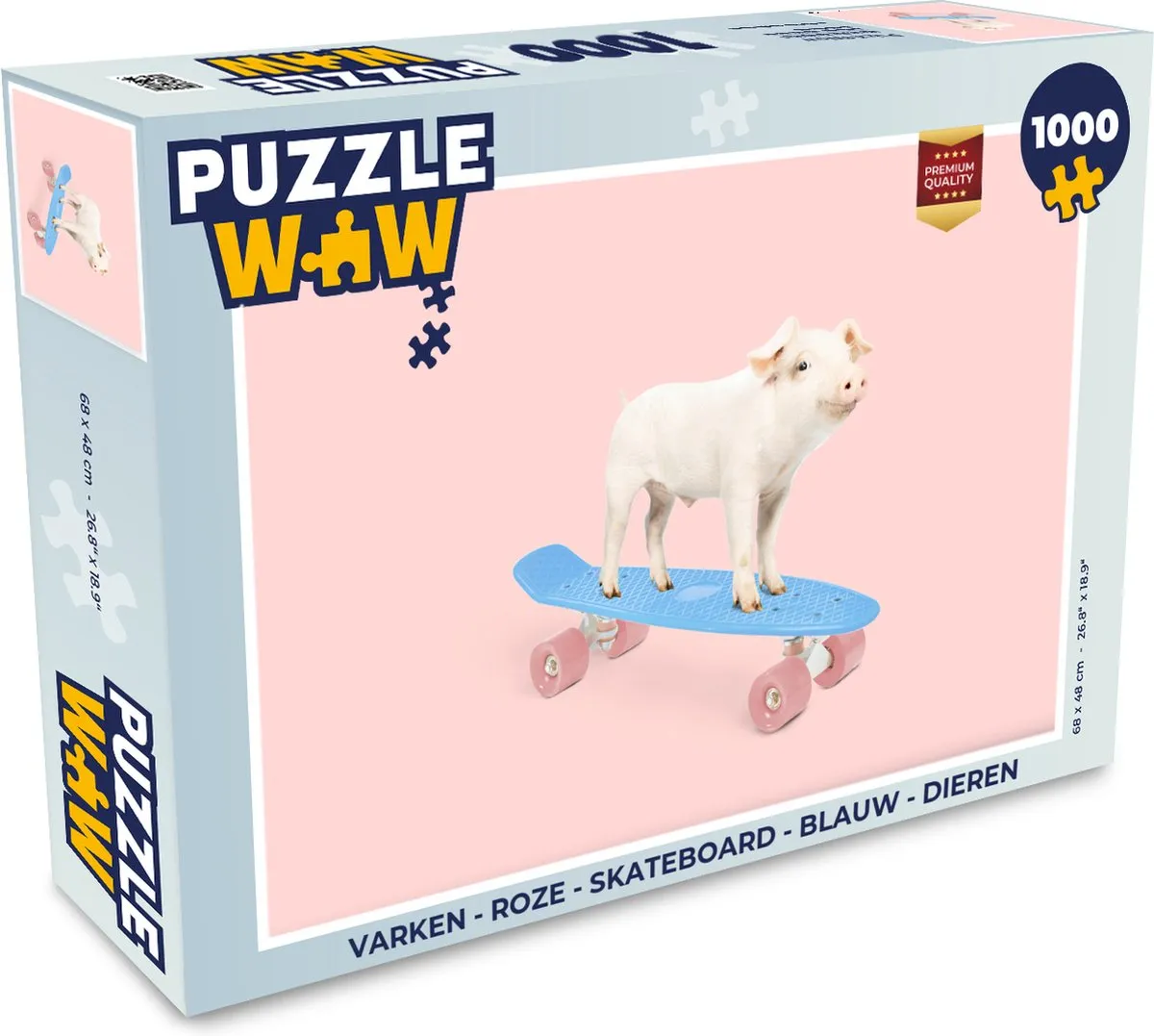 PuzzleWow Varken Skateboard Legpuzzel 1000 Stuks - Multicolor