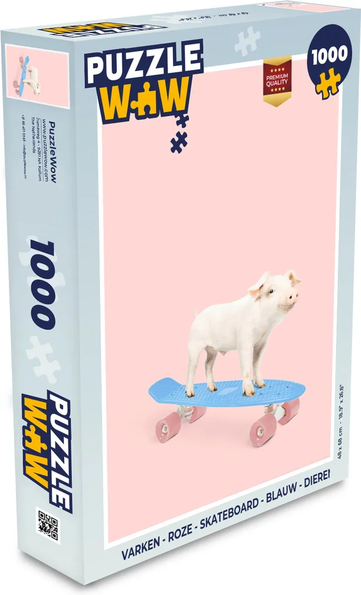 PuzzleWow Varken Skateboard Legpuzzel 1000 Stuks - Multicolor