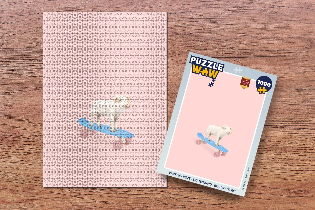 PuzzleWow Varken Skateboard Legpuzzel 1000 Stuks - Multicolor
