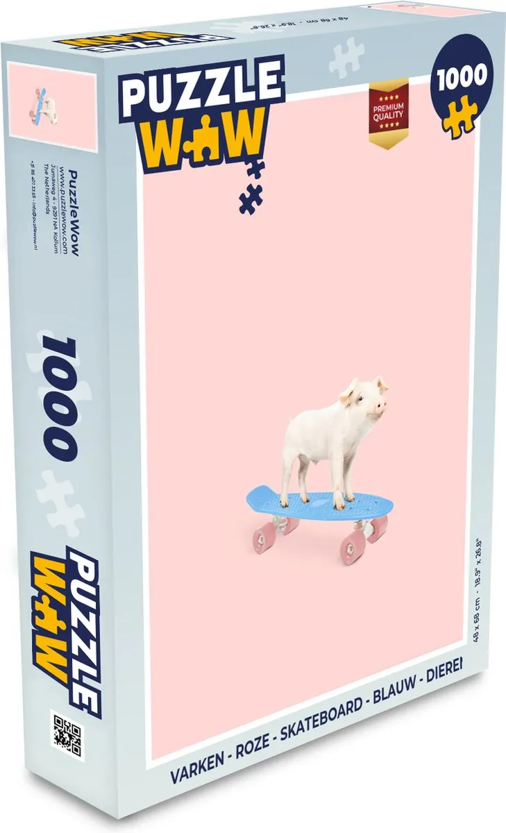PuzzleWow Varken Skateboard Legpuzzel 1000 Stuks