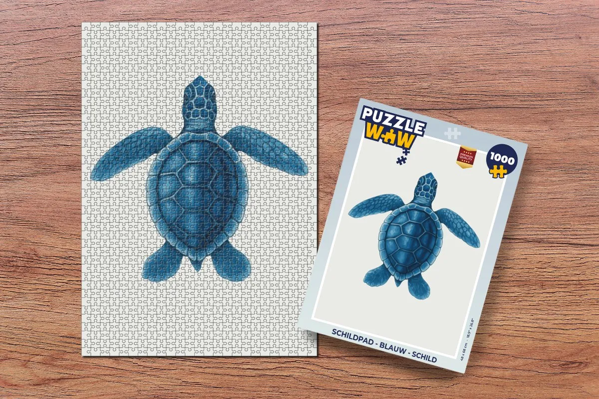 PuzzleWow Schildpad Legpuzzel 1000 Stuks - Blauw
