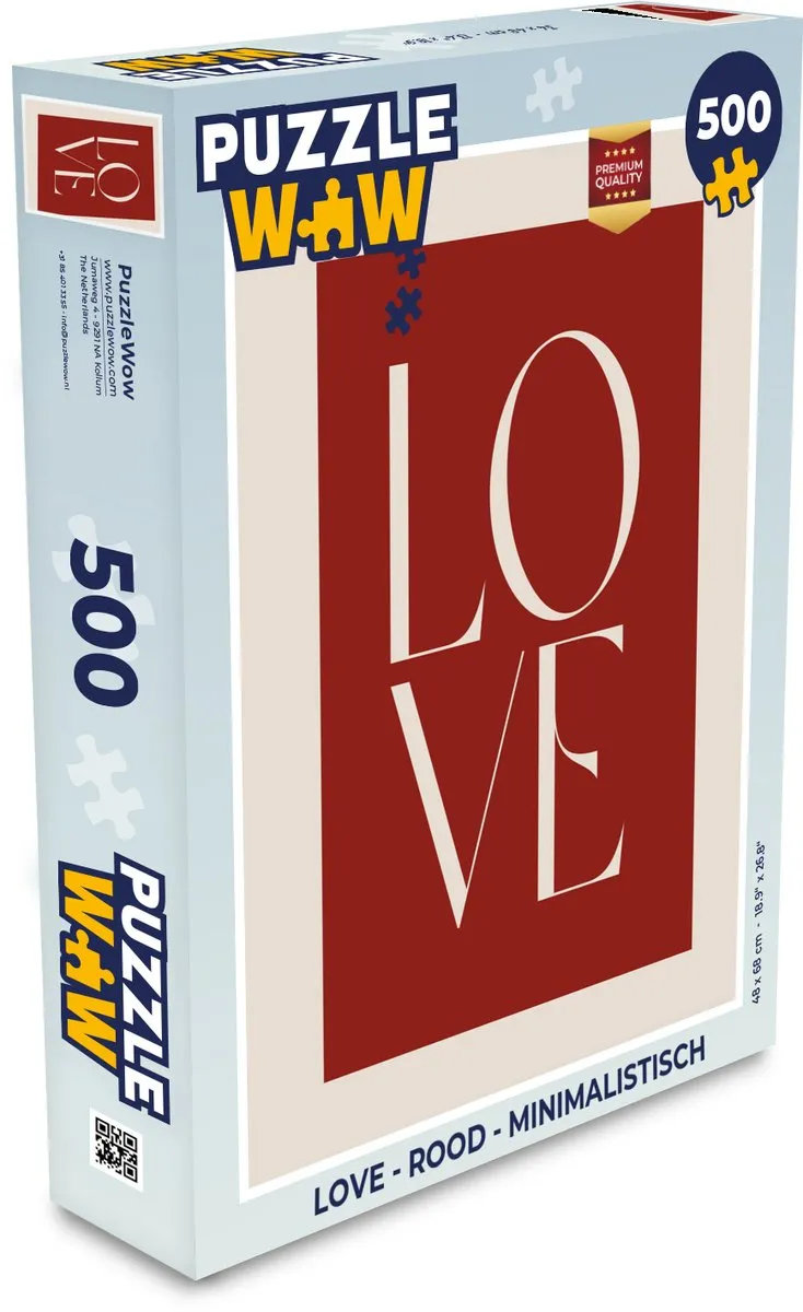 PuzzleWow Love Legpuzzel 500 Stuks - Rood