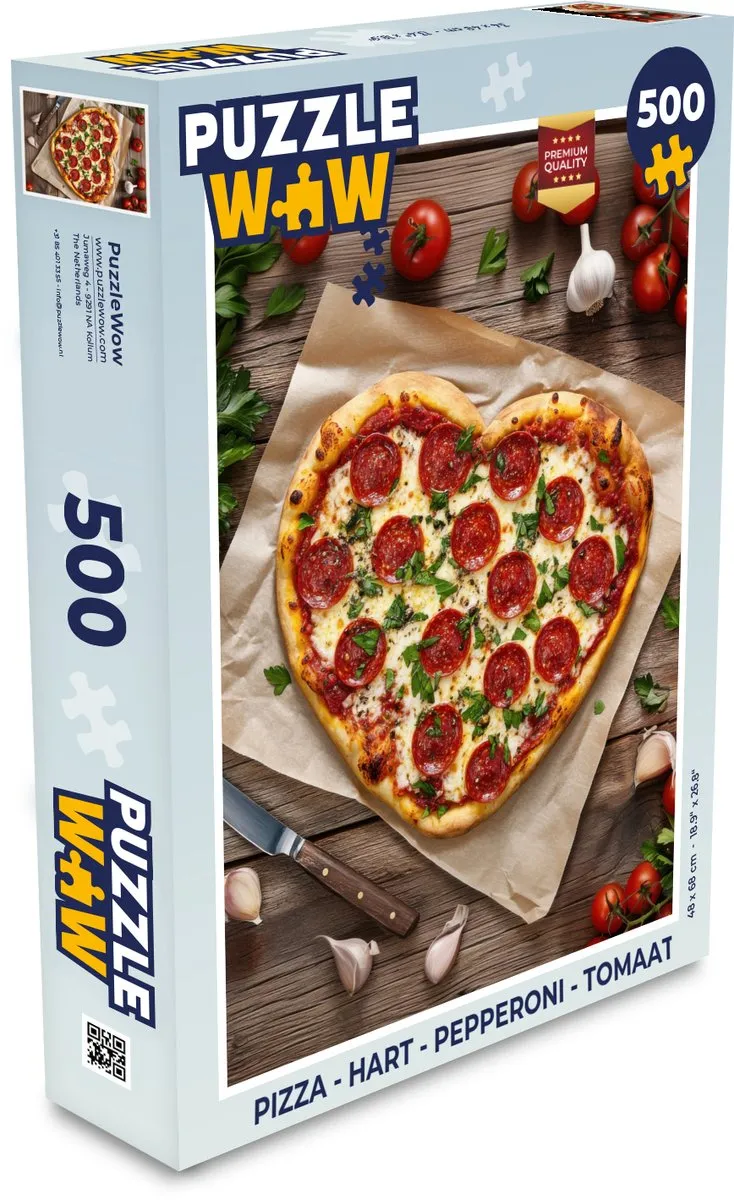 PuzzleWow Pizza Hart Pepperoni Legpuzzel 500 Stuks