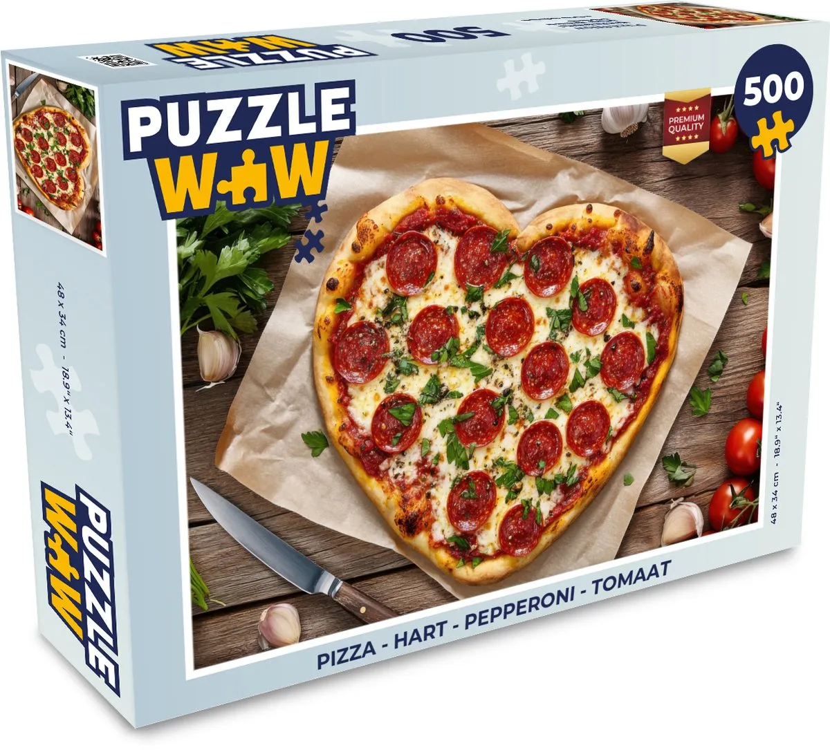 PuzzleWow Pizza Hart Pepperoni Legpuzzel 500 Stuks