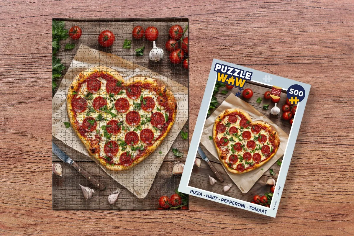 PuzzleWow Pizza Hart Pepperoni Legpuzzel 500 Stuks