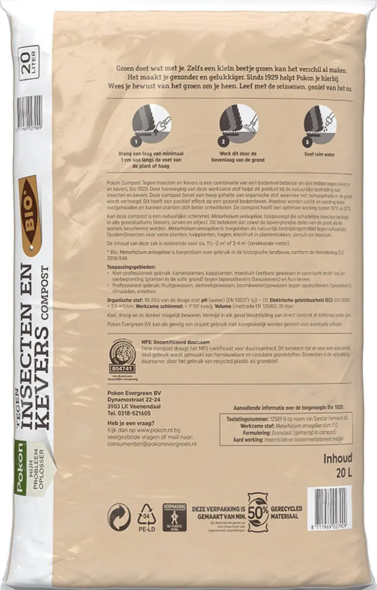 Pokon Bio Tegen Insecten en Kevers Compost 20L - afbeelding 6 van 6