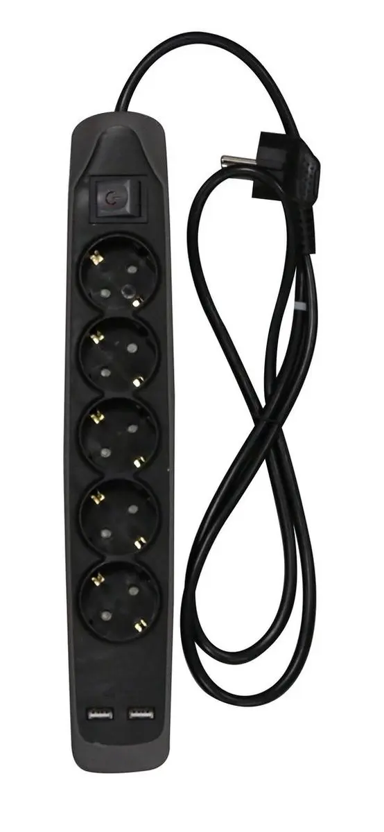 Relectric Stekkerdoos – 5-voudig – 2x USB-ingang – 1,5 meter - Randaarde - RELEC492237