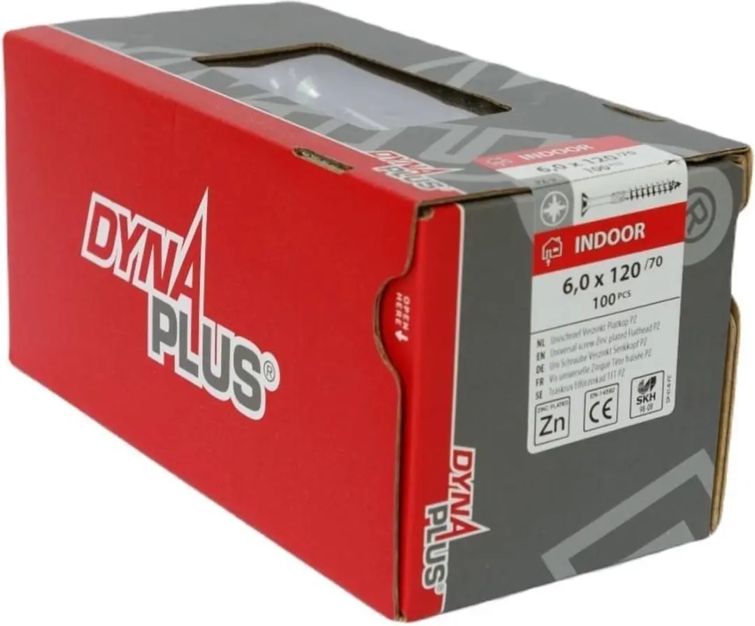 Dynaplus Unischroef POZI 6x120mm - 100 Stuks - Verzinkt - afbeelding 6 van 6