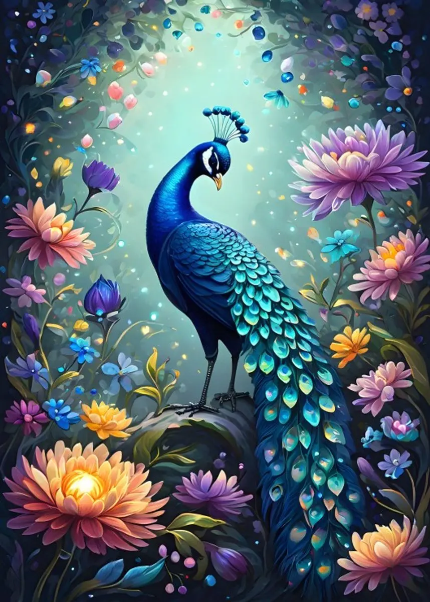 Bluebird Puzzle legpuzzel Flowers & Peacock