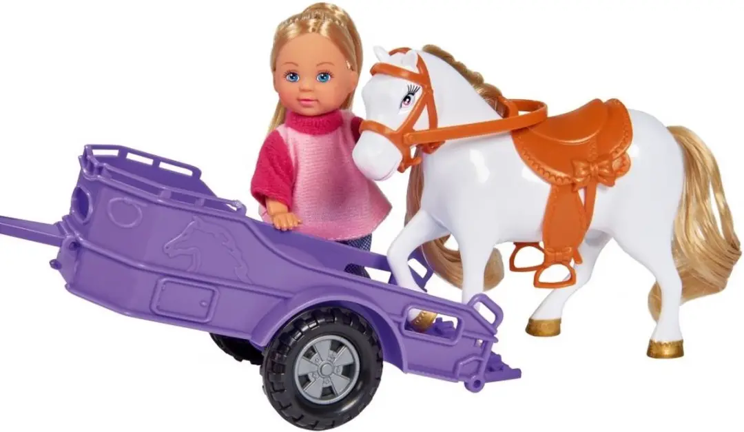 Simba Evi Love Jeep met Paardenaanhanger Pop - Roze