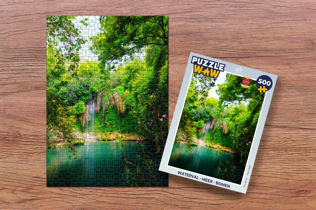 PuzzleWow Waterval Meer Bomen Legpuzzel 500 Stuks - Multicolor