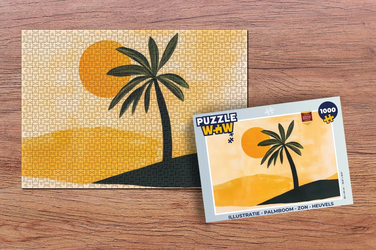 PuzzleWow Legpuzzel 1000 Stuks - Palmboom & Zon