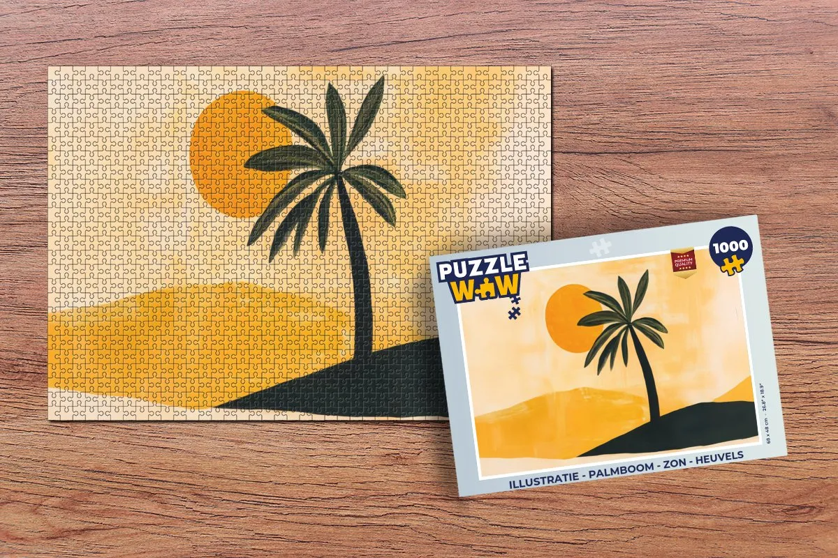 PuzzleWow Legpuzzel 1000 Stuks - Palmboom & Zon