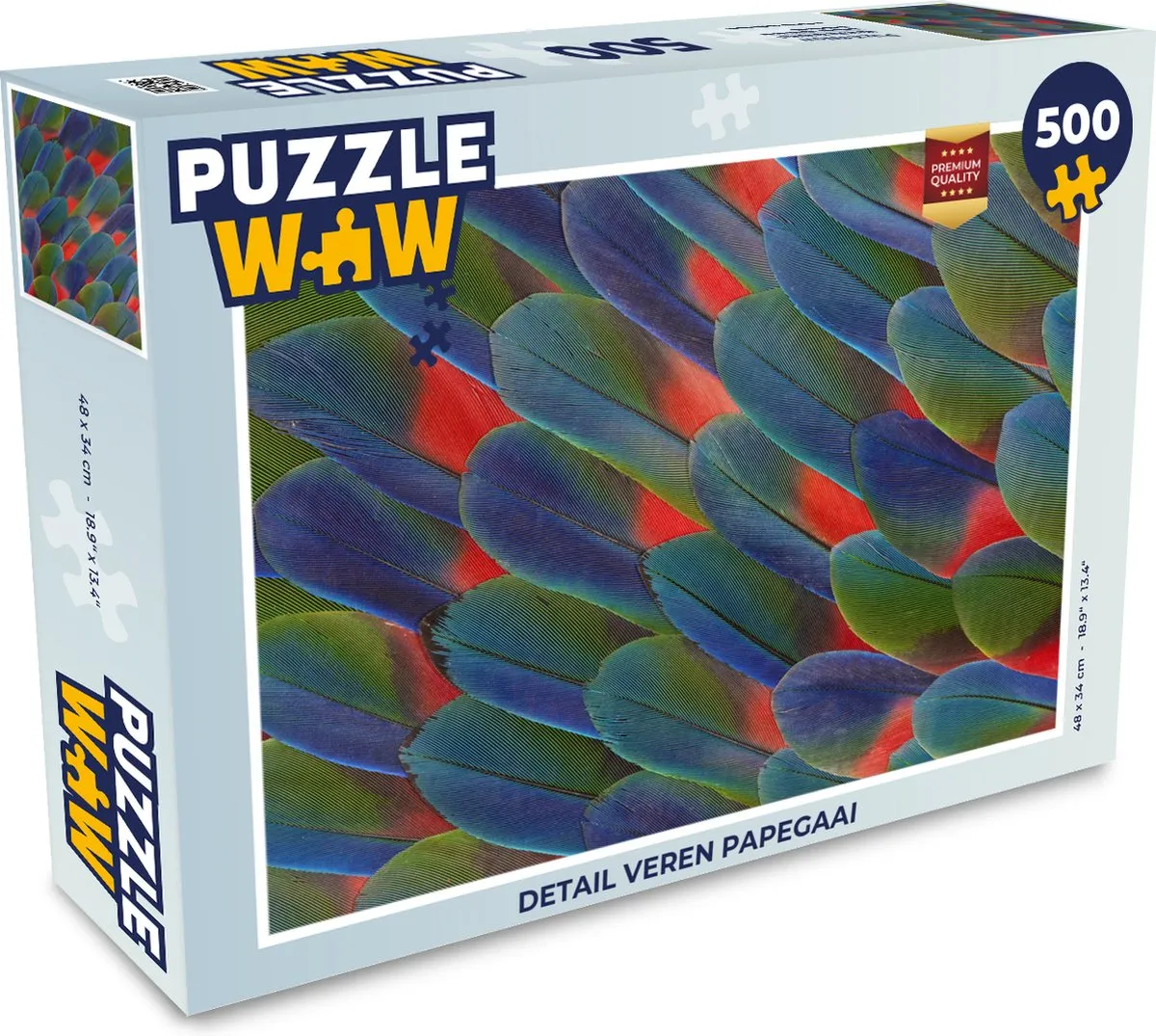 PuzzleWow Legpuzzel Detail Veren Papegaai 500 Stuks