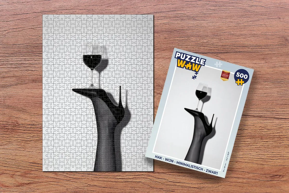 PuzzleWow Hak Legpuzzel 500 Stuks - Minimalistisch Zwart