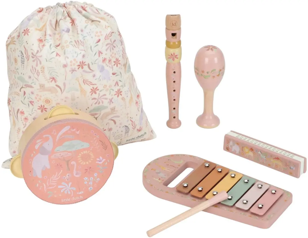 Little Dutch Safari Friends Muziekset - Roze - afbeelding 2 van 6