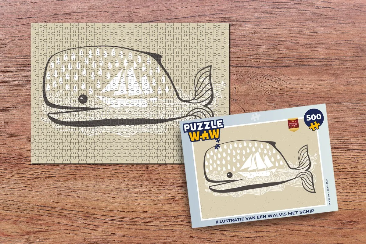 PuzzleWow Walvis met Schip Legpuzzel 500 Stuks - Multicolor