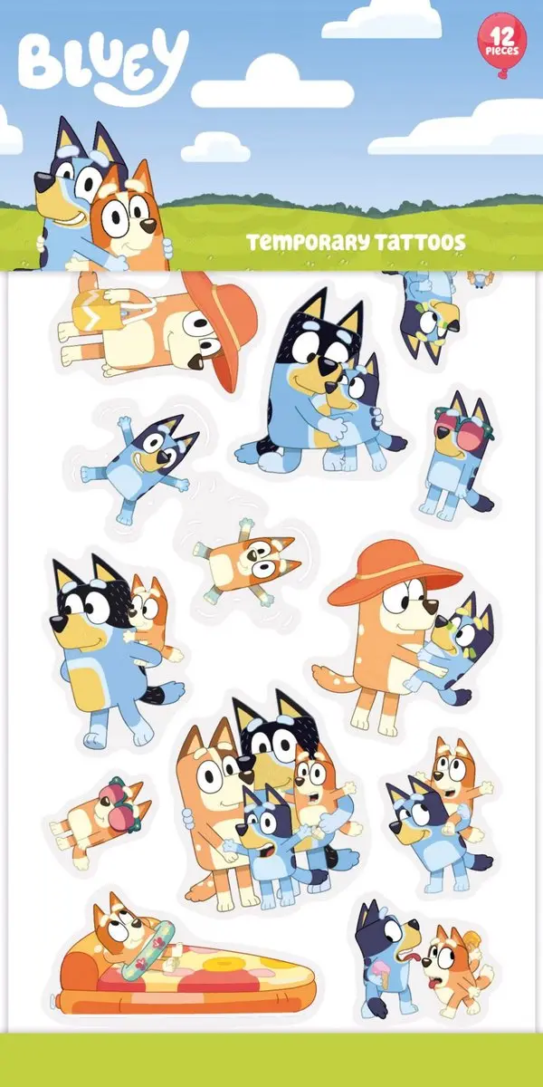 Bluey Chill tatoeage, set van 12