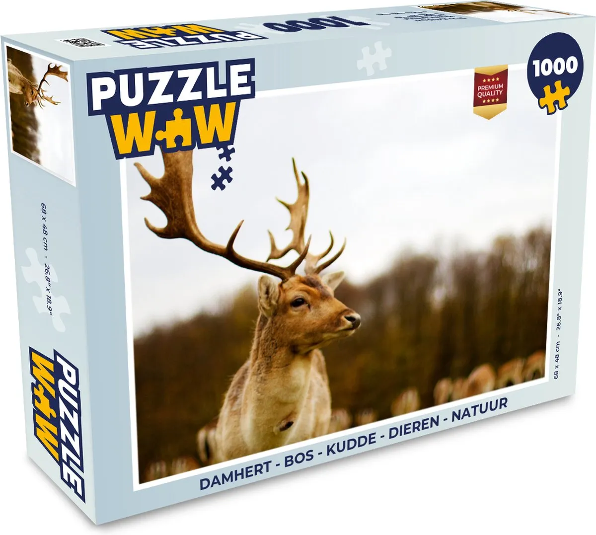 PuzzleWow Damhert Bos Kudde Legpuzzel 1000 Stuks - Multicolor
