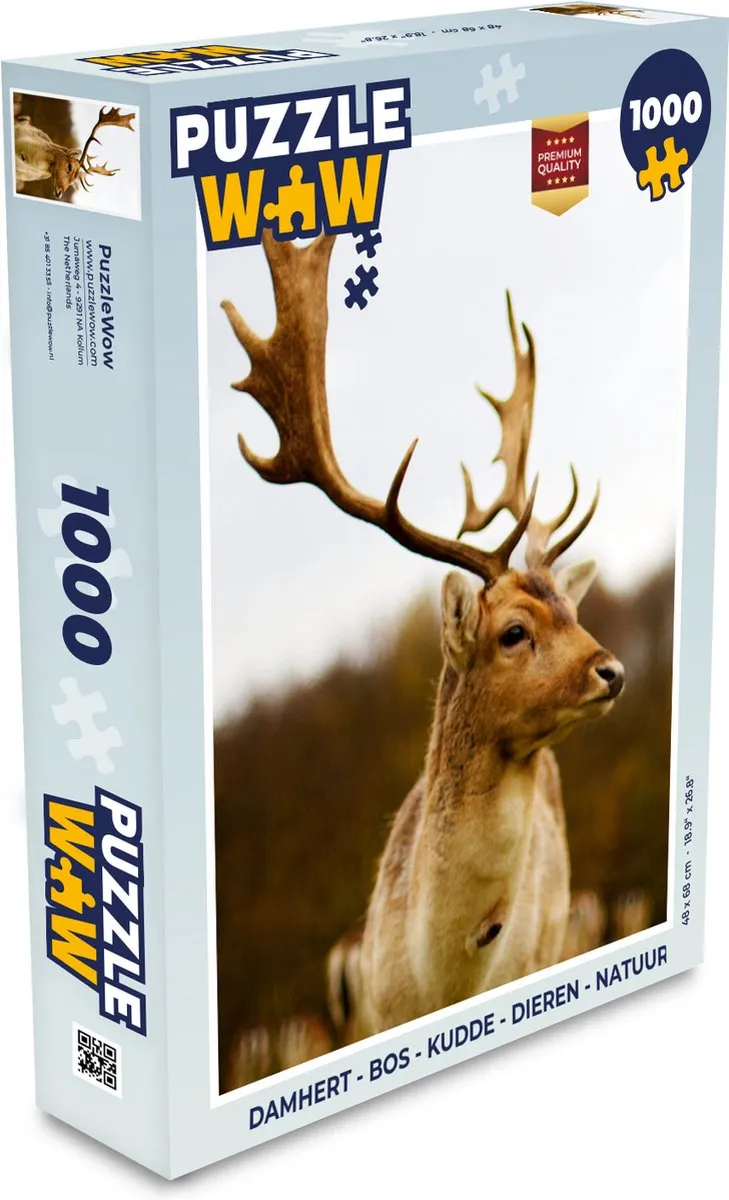 PuzzleWow Damhert Bos Kudde Legpuzzel 1000 Stuks - Multicolor